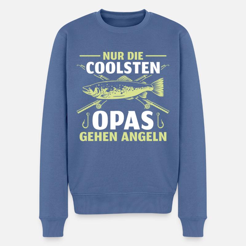 Vatertag Fischerei Großvater Angler Opa - Männer Premium Bio Pullover - Taubenblau