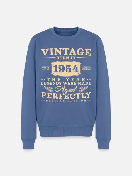 Vintage 1954 geboren 70. Geburtstag - Männer Premium Bio Pullover - Taubenblau