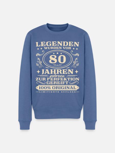 80 Jahre Legende Vintage 80 Geburtstag - Männer Premium Bio Pullover - Taubenblau