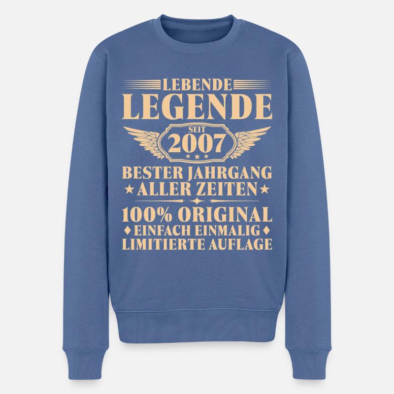 18 Geburtstag Lebende Legende seit 2007 - Männer Premium Bio Pullover - Taubenblau