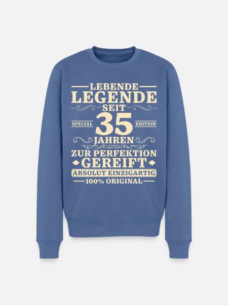 35 Jahre Einzigartig 35. Geburtstag Geschenk - Männer Premium Bio Pullover - Taubenblau