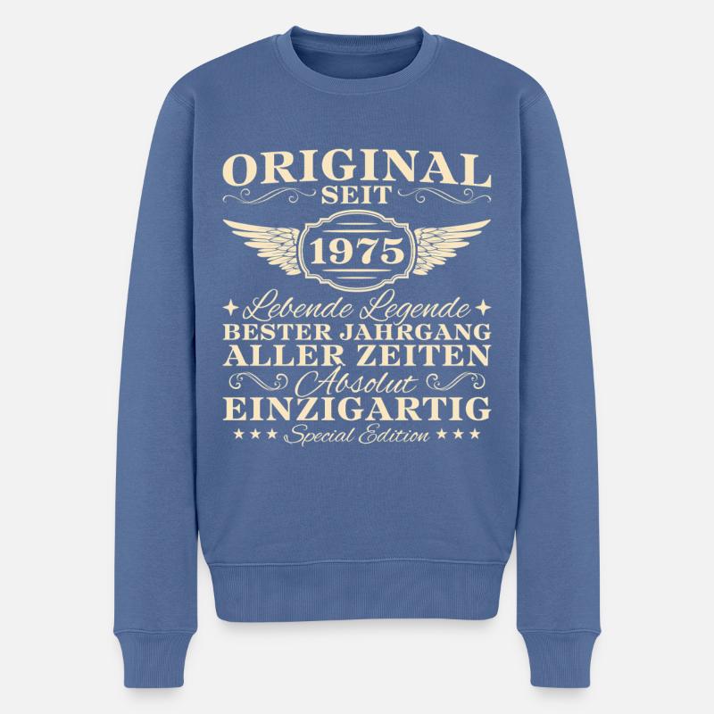 Original Jahrgang 1975 - 50. Geburtstag Geschenk - Männer Premium Bio Pullover - Taubenblau