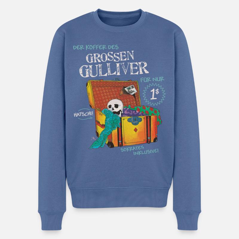 Die Drei ??? und der sprechende Totenkopf - Männer Premium Bio Pullover - Taubenblau
