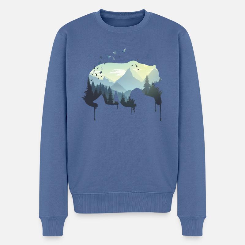 Bär Umwelt und Natur - Männer Premium Bio Pullover - Taubenblau