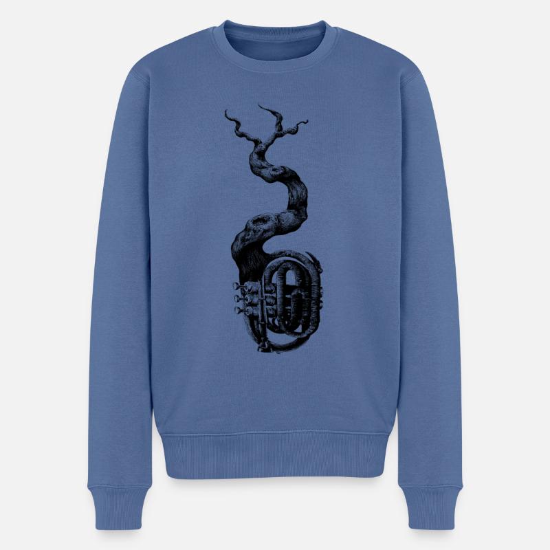 Trompete - Männer Premium Bio Pullover - Taubenblau