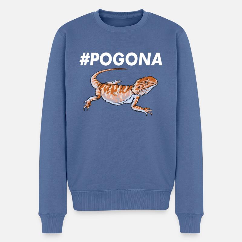 Pogona Bearded Dragon Shirt | Lizard Gecko - Männer Premium Bio Pullover - Taubenblau