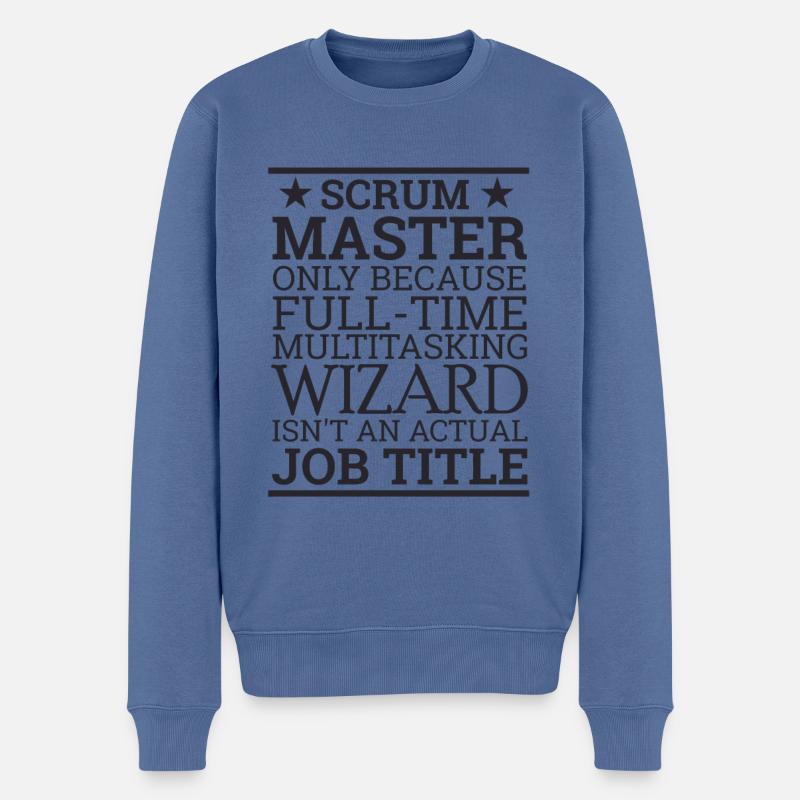 « Scrum Wizard » | « Scrum Master » - Pull Premium bio Homme - bleu pigeon