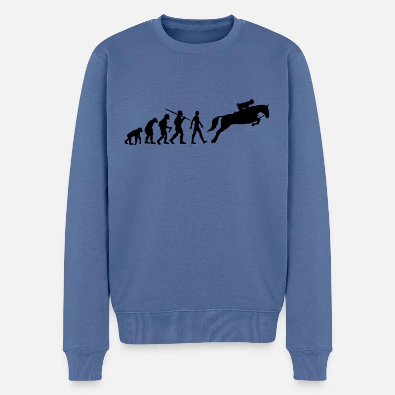 Cavalierin Evolution Chevaux - Pull Premium bio Homme - bleu pigeon