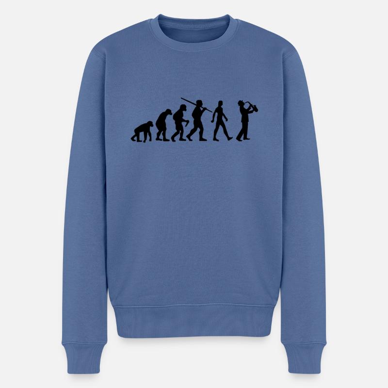 Saxophone Evolution Saxophoniste - Pull Premium bio Homme - bleu pigeon