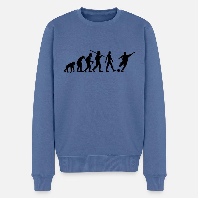 Fussball Evolution Torjäger - Männer Premium Bio Pullover - Taubenblau