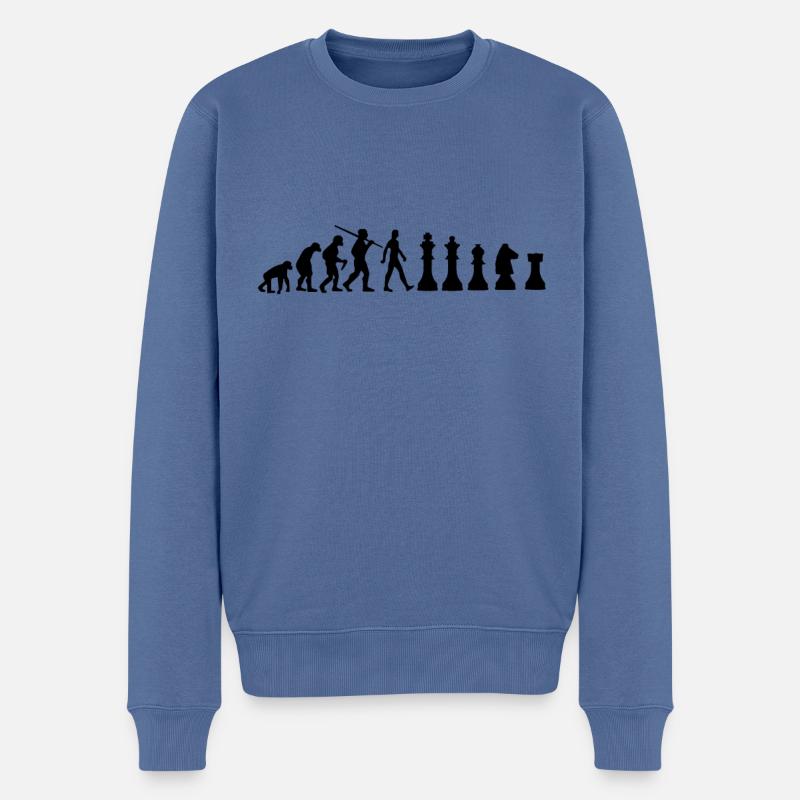 Chess Evolution Schach - Männer Premium Bio Pullover - Taubenblau