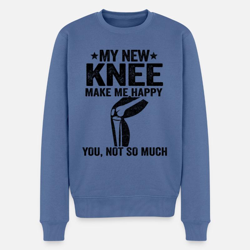 Knie Operation Künstliches Knie Geschenk Genesung - Männer Premium Bio Pullover - Taubenblau