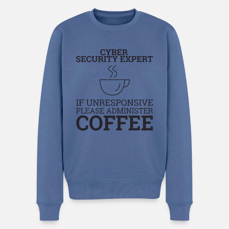 "Cyber Security Expert Coffee | Hacker" - Männer Premium Bio Pullover - Taubenblau