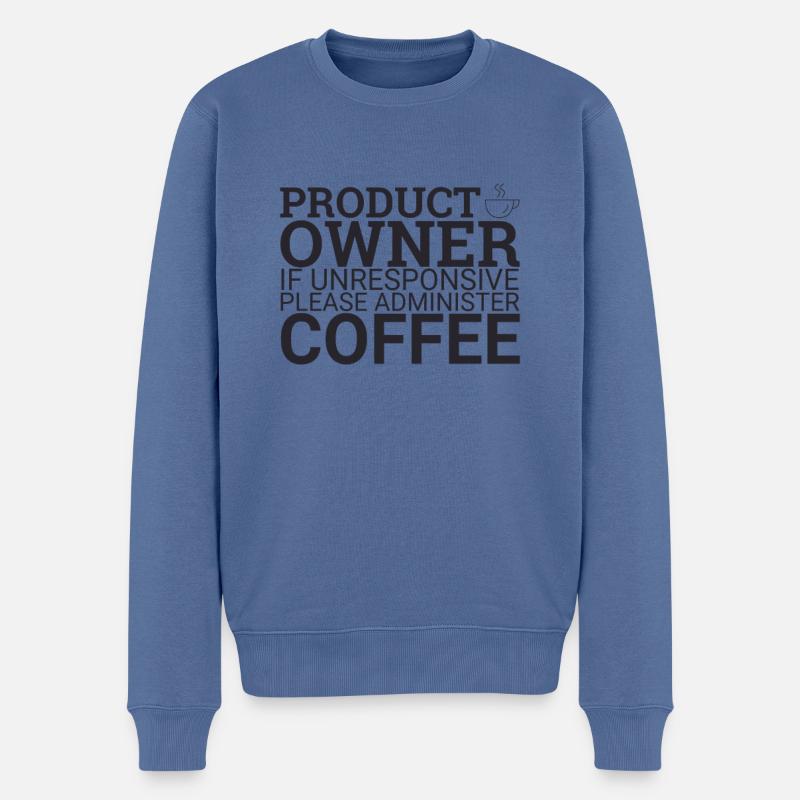 "Product Owner Coffee | "Scrum Master"" - Männer Premium Bio Pullover - Taubenblau