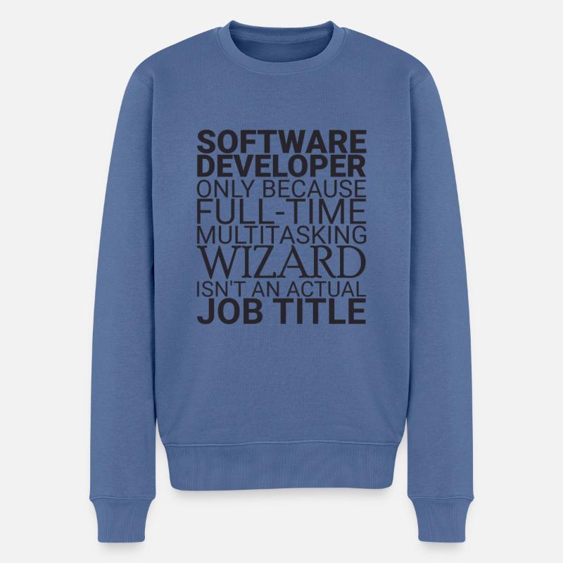 "Software Developer Wizard | Programmierer" - Männer Premium Bio Pullover - Taubenblau