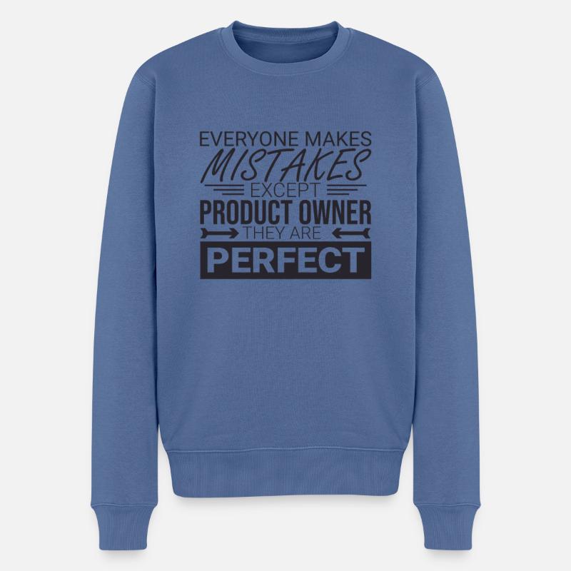 "Product Owner Perfect | "Scrum Master"" - Männer Premium Bio Pullover - Taubenblau