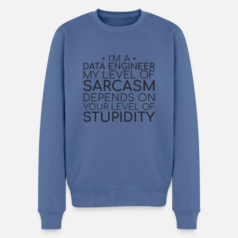 "Data Engineer Sarcasm | Data Science" - Männer Premium Bio Pullover - Taubenblau