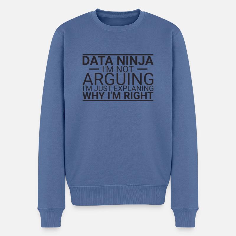 "Data Ninja Arguing | Data Science" - Männer Premium Bio Pullover - Taubenblau