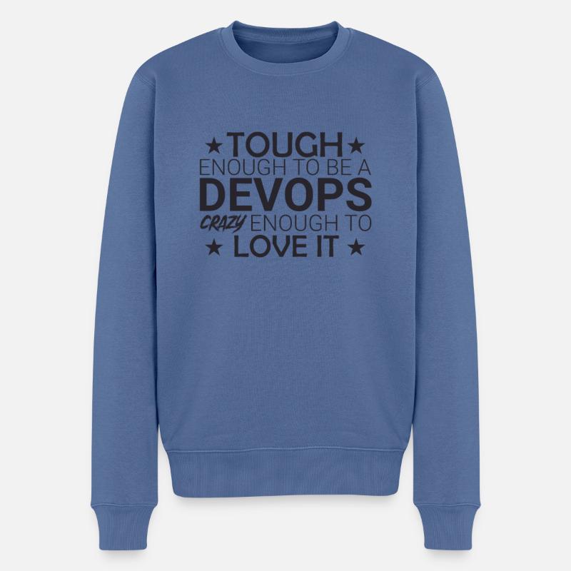 "DevOps Crazy | Softwareentwicklung" - Männer Premium Bio Pullover - Taubenblau