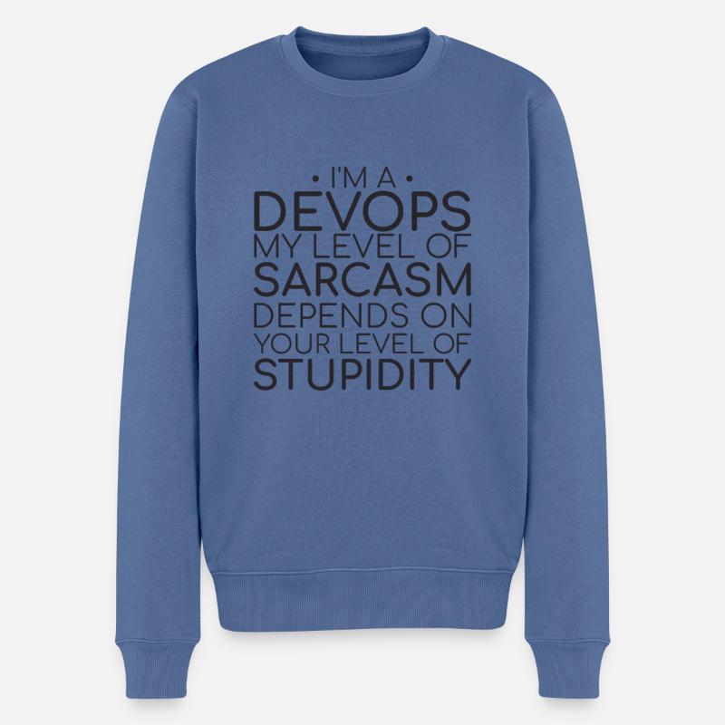 "DevOps Sarcasm | Software Development" - Men's Premium Organic Jumper - stone blue