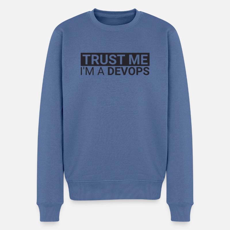 "DevOps Trust | Softwareentwicklung" - Männer Premium Bio Pullover - Taubenblau