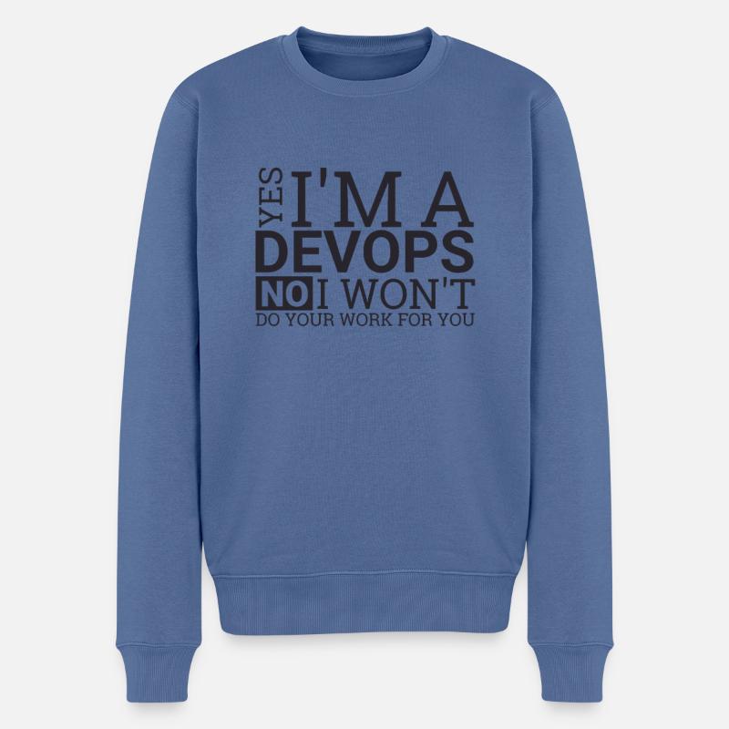 DevOps Work | Software Development" - Men's Premium Organic Jumper - stone blue