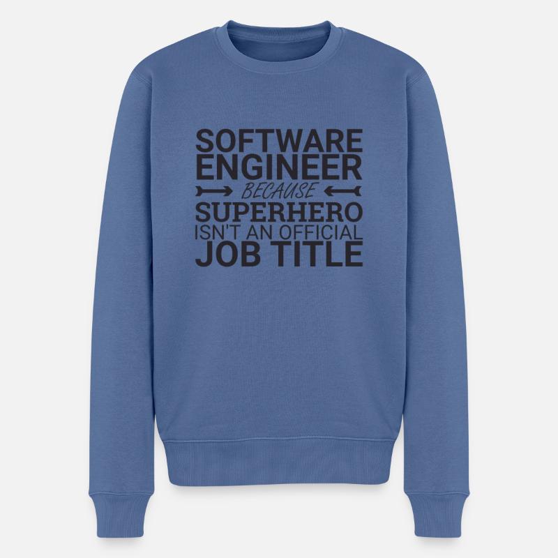 "Software Engineer Superhero | Programming" - Men's Premium Organic Jumper - stone blue