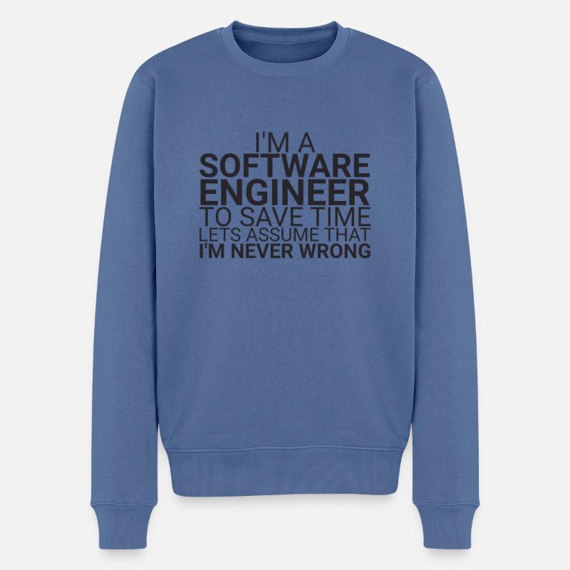 "Software Engineer Time | Programming" - Männer Premium Bio Pullover - Taubenblau
