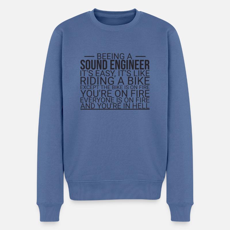 "Sound Engineer Hell | Tontechnik" - Männer Premium Bio Pullover - Taubenblau