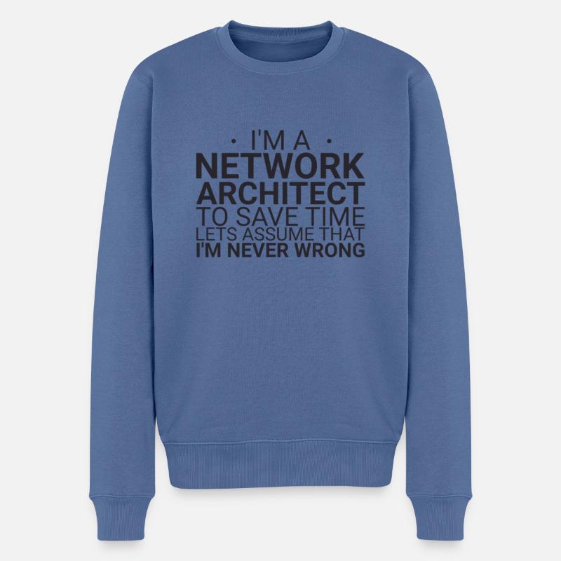 "Network Architect Time | Netzwerk" - Männer Premium Bio Pullover - Taubenblau