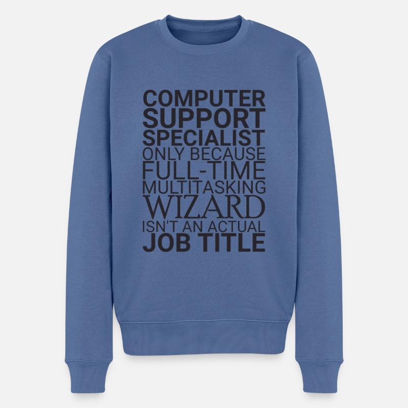"Computer Support Specialist Wizard | IT-Support" - Männer Premium Bio Pullover - Taubenblau