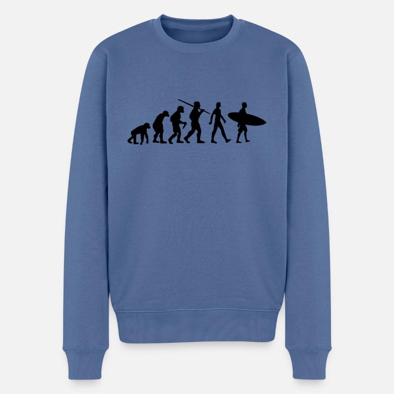Surfer Evolution Surfing - Men's Premium Organic Jumper - stone blue