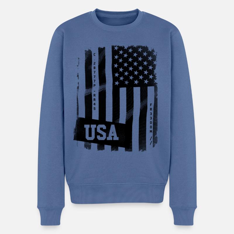US-Flagge - Männer Premium Bio Pullover - Taubenblau