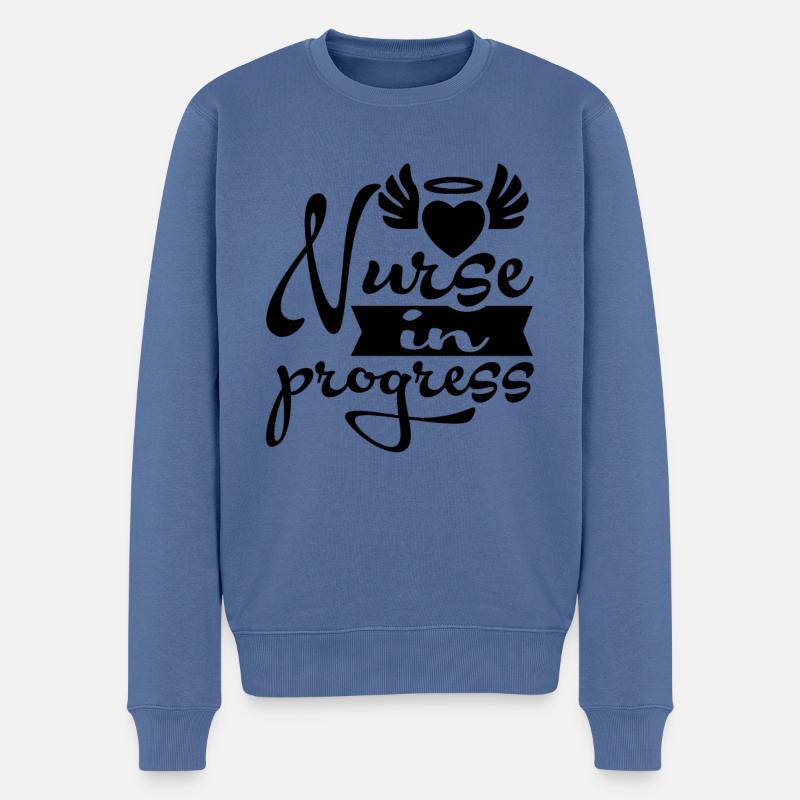 Krankenschwester in Progress - Männer Premium Bio Pullover - Taubenblau