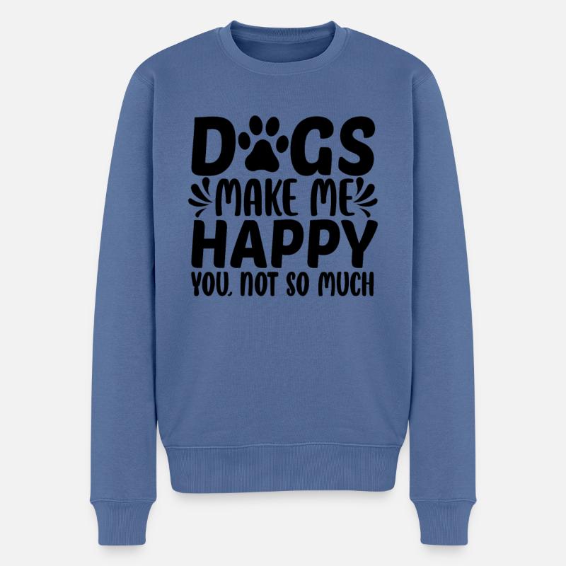 Dogs Make Me happy - Männer Premium Bio Pullover - Taubenblau