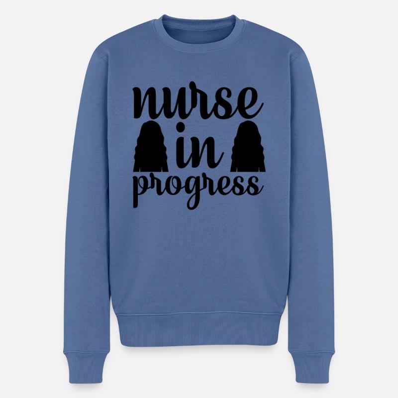 Infirmière au travail - Pull Premium bio Homme - bleu pigeon