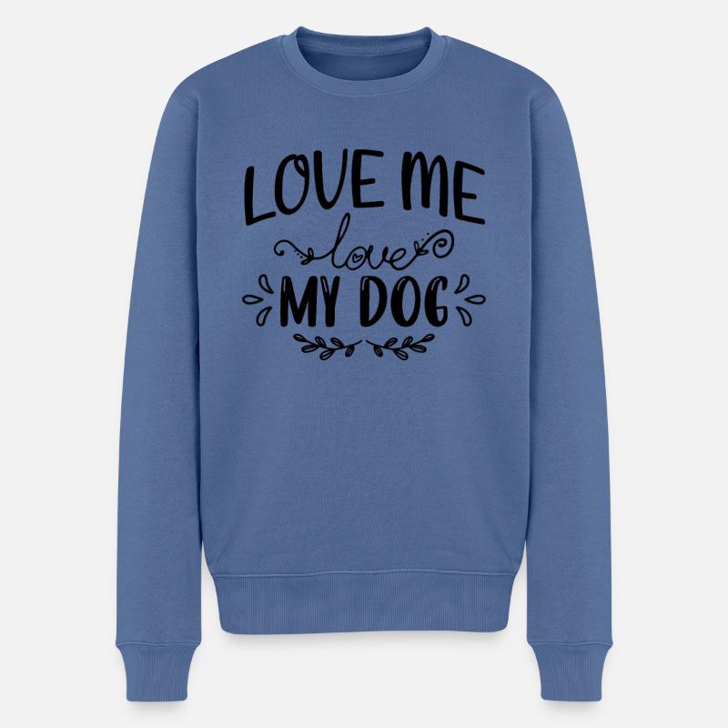 Aime-moi Aime mon chien - Pull Premium bio Homme - bleu pigeon