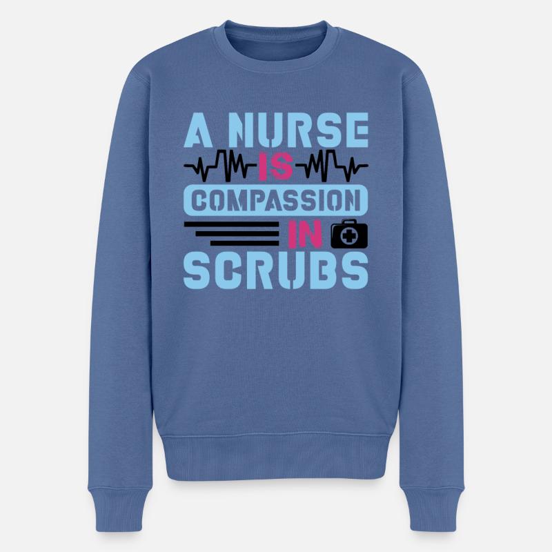 Krankenschwester Barmherzigkeit - Männer Premium Bio Pullover - Taubenblau