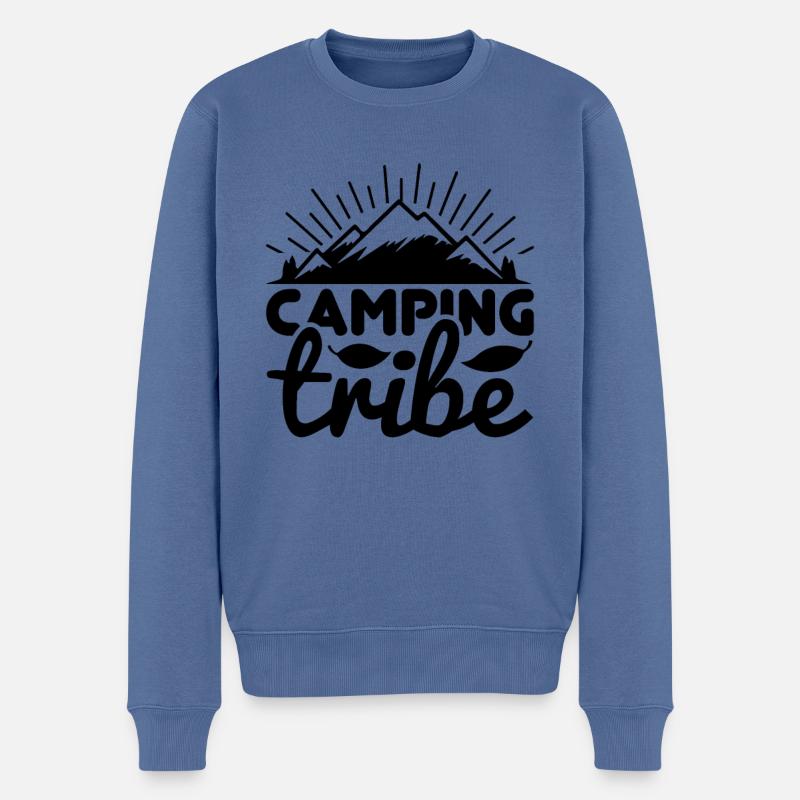 Camping Stamm Wandershirt - Männer Premium Bio Pullover - Taubenblau