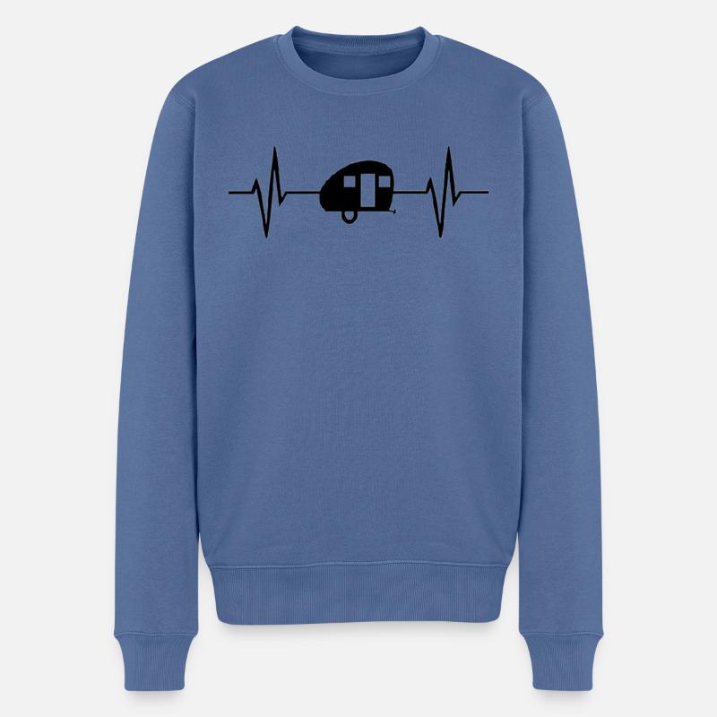 Camping Palpitations cardiaques - Pull Premium bio Homme - bleu pigeon