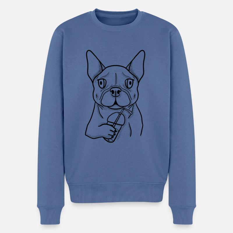 Français Bouledogue - Pull Premium bio Homme - bleu pigeon
