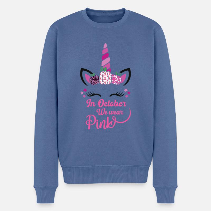Im Oktober tragen wir Rosa - Männer Premium Bio Pullover - Taubenblau
