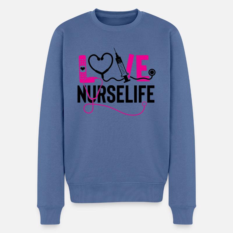 Love Nurse life - Männer Premium Bio Pullover - Taubenblau