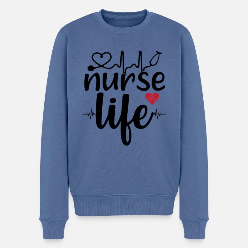 Vie infirmière - Pull Premium bio Homme - bleu pigeon