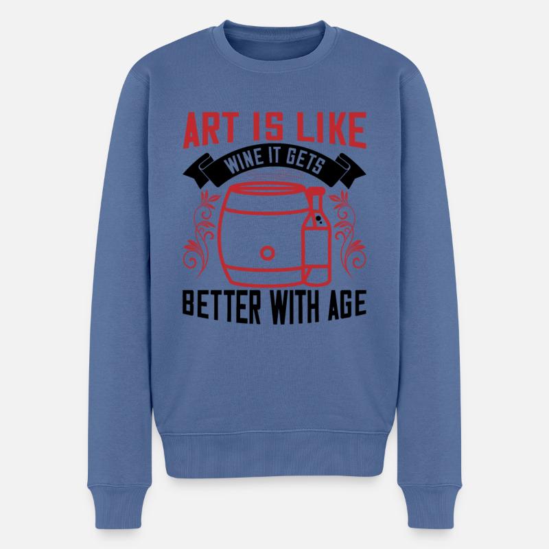 Kunst ist wie Wein - Männer Premium Bio Pullover - Taubenblau
