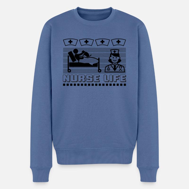 Krankenschwester Leben - Männer Premium Bio Pullover - Taubenblau
