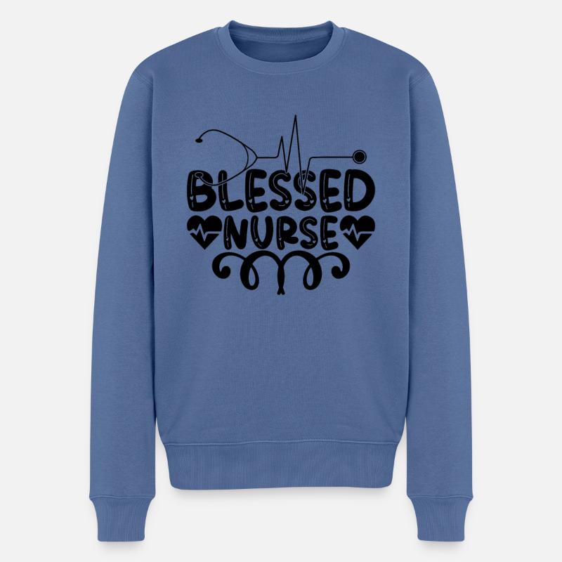 Blessed nurse - Männer Premium Bio Pullover - Taubenblau