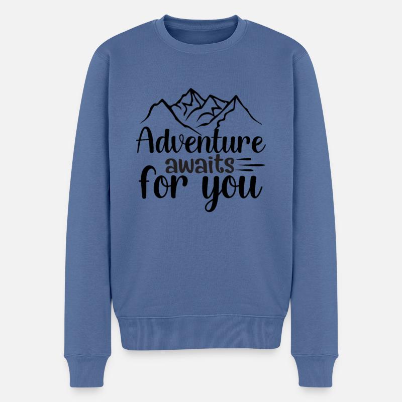 Abenteuer warten auf dich Wandershirt - Männer Premium Bio Pullover - Taubenblau