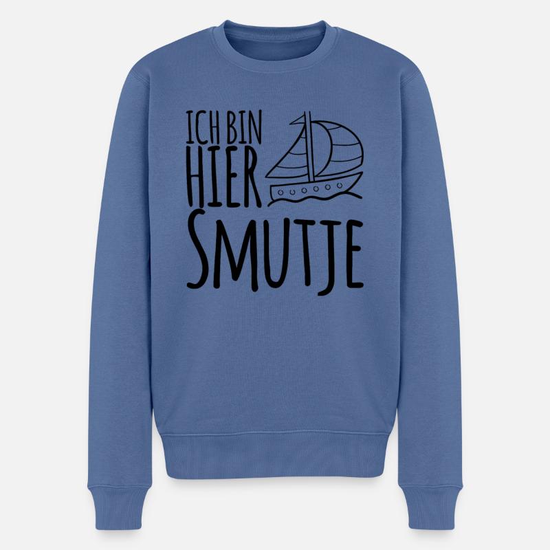 Ich bin hier Smutje - Männer Premium Bio Pullover - Taubenblau