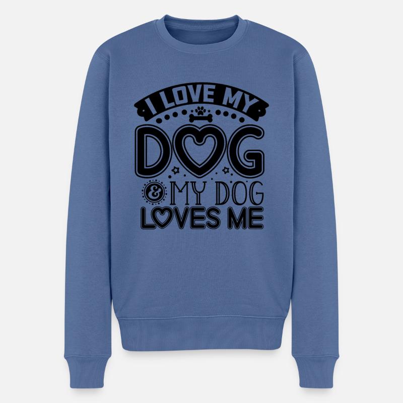 J’aime mon chien - Pull Premium bio Homme - bleu pigeon